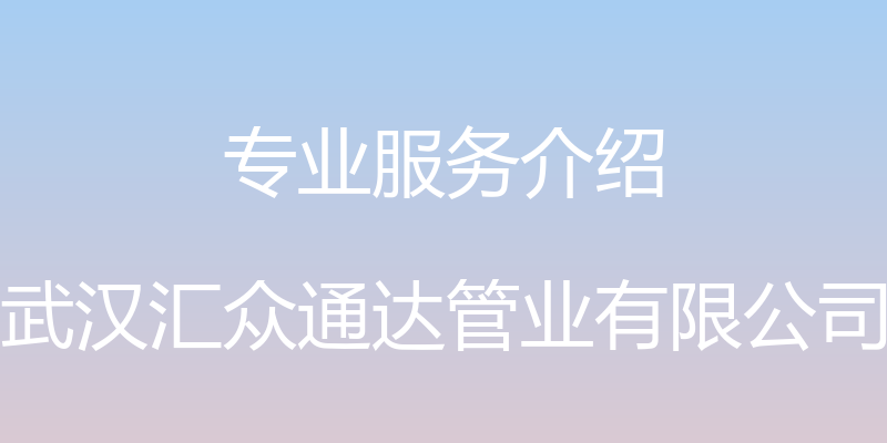 专业服务介绍 - 武汉汇众通达管业有限公司