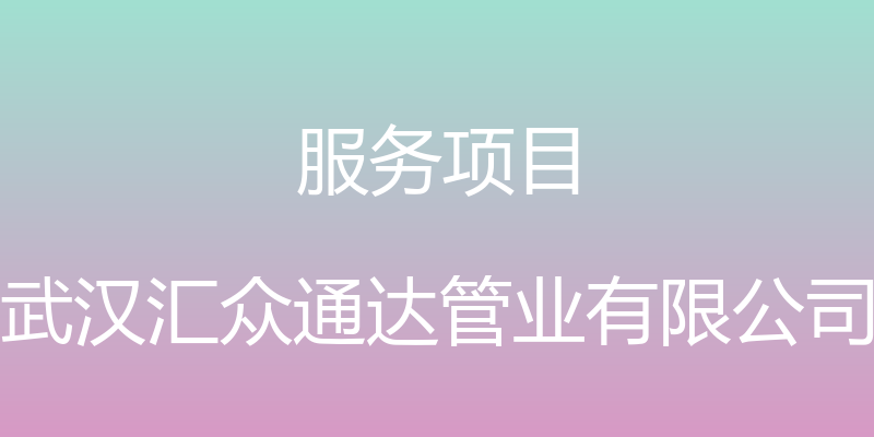 服务项目 - 武汉汇众通达管业有限公司