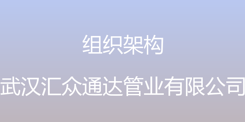 组织架构 - 武汉汇众通达管业有限公司